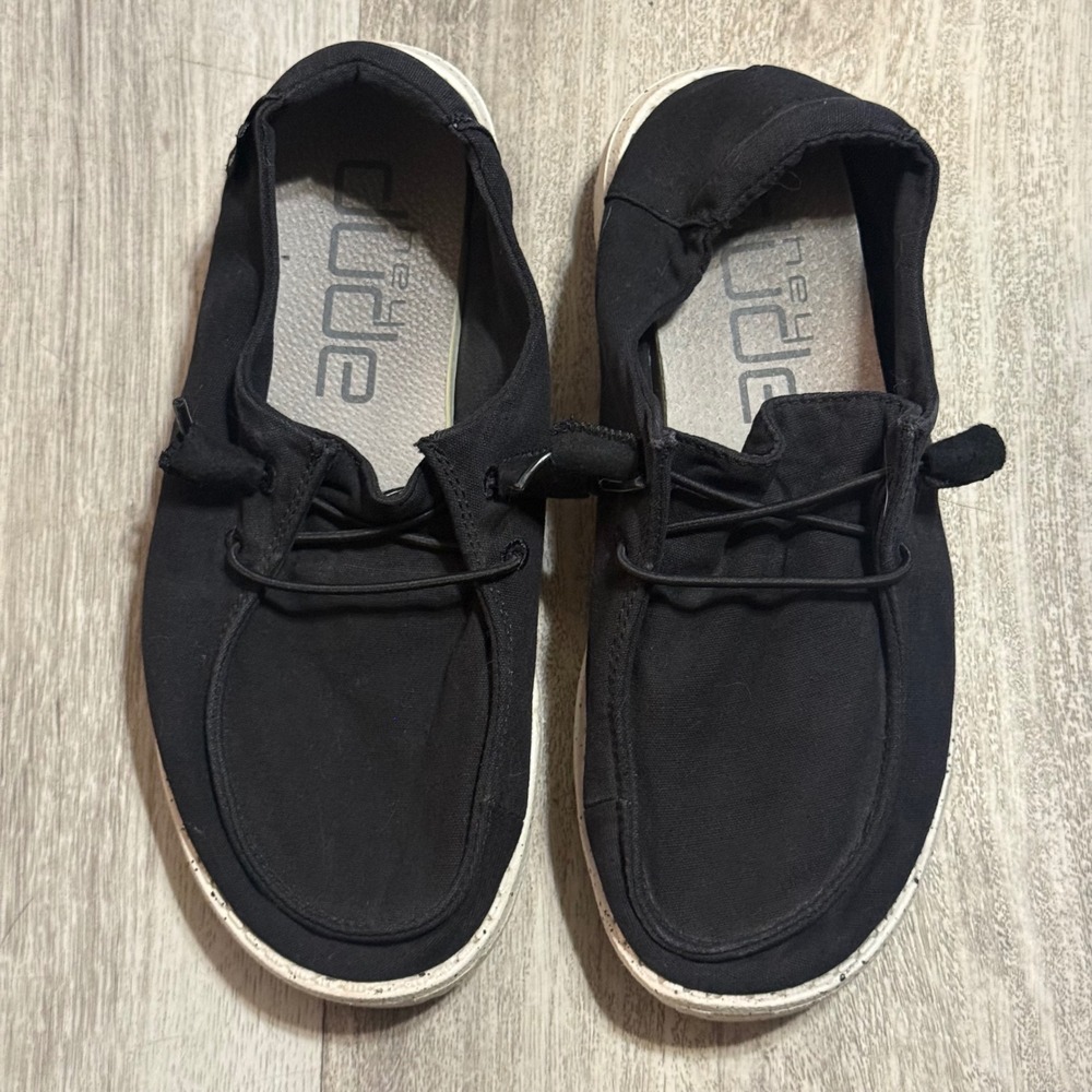 Hey Dude Wendy Lo‎ Black Canvas Slip On Shoes Women's Size 7